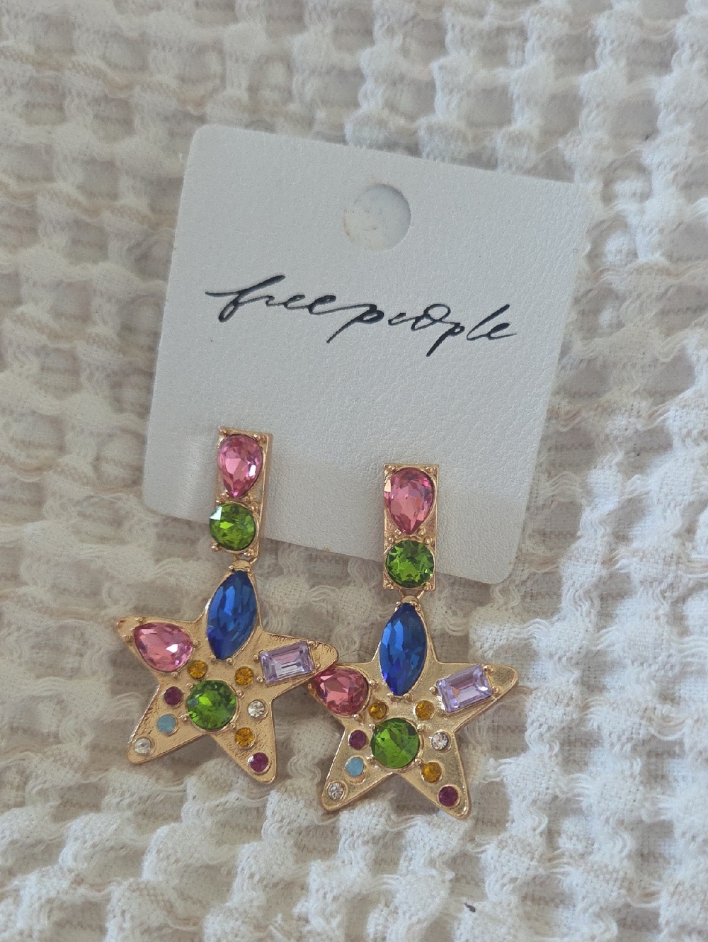 Free People NancyAnn Star Dangle Rhinestone Earrings - Picture 3 of 5